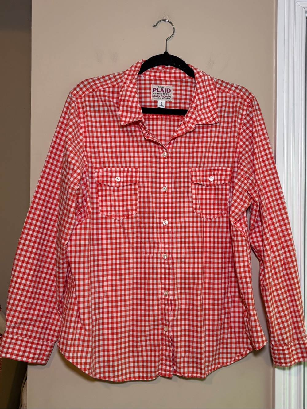 Red Gingham Button-Up Shirt